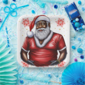 Melanin Xmas Black Christmas Sant Claus Bruh Sista ペーパープレート (パーティー)