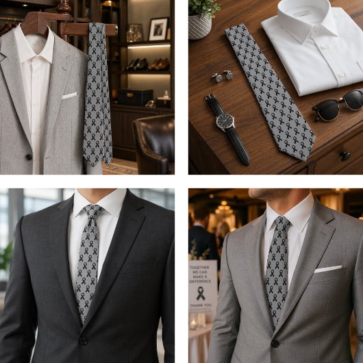 Melanoma Skin Cancer Awareness Black Ribbon  ネクタイ