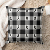 Melanoma Skin Cancer Awareness Plaid Black Ribbon クッション (ブランケット)
