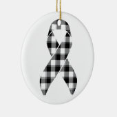 Melanoma Skin Cancer Awareness Plaid Black Ribbon セラミックオーナメント (右)