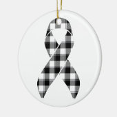 Melanoma Skin Cancer Awareness Plaid Black Ribbon セラミックオーナメント (左)