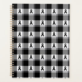 Melanoma Skin Cancer Awareness Plaid Black Ribbon プランナー手帳