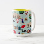 Melbourne Aus,Flinders St Station Coffee Football  ツートーンマグカップ (正面右)