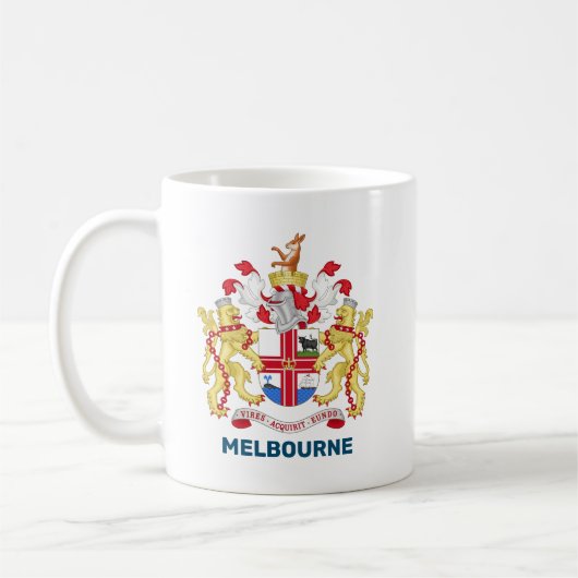 Melbourne, Australia - coat of arms コーヒーマグカップ (左)