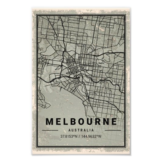 Melbourne australia map print poster canvas フォトプリント            (正面)