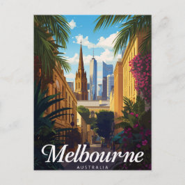Melbourne Australia Skyline Retro Travel ポストカード
