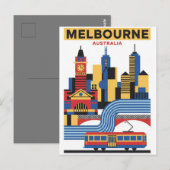 Melbourne Australia Skyline Travel ポストカード (正面/裏面)