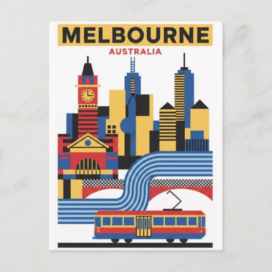 Melbourne Australia Skyline Travel ポストカード (正面)