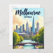 Melbourne Australia Travel Artistic Vintage ポストカード (正面/裏面)