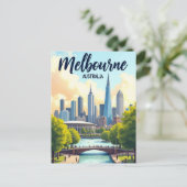Melbourne Australia Travel Artistic Vintage ポストカード (スタンド正面)