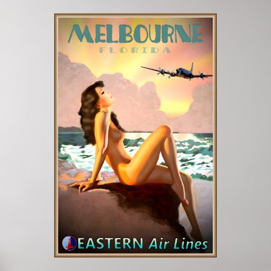 Melbourne Florida Eastern Air Lines Travel Poster ポスター (正面)