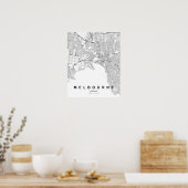 Melbourne Minimalist Map (Black & White) ポスター (キッチン)