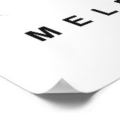 Melbourne Minimalist Map (Black & White) ポスター (角)