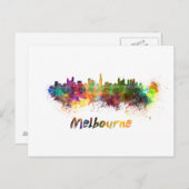 Melbourne skyline in watercolor ポストカード (正面/裏面)