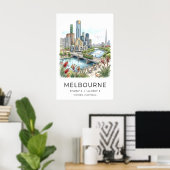 Melbourne Skyline Poster - Hand-Sketched Cityscape ポスター (ホームオフィス)