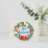 Mele Kalikimakaのハワイのクリスマスのリース シーズンポストカード (スタンド正面)