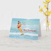 Mele KalikimakaのハワイのクリスマスKitesurfing カード (黄色い花)