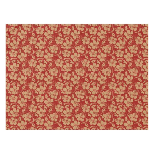 Mele KalikimakaのヴィンテージのPareauのハワイアンのハイビスカス テーブルクロス (正面(横))