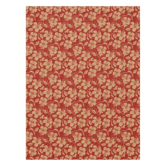 Mele KalikimakaのヴィンテージのPareauのハワイアンのハイビスカス テーブルクロス (正面)