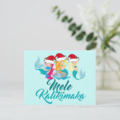 Mele Kalikimakaの人魚のクリスマスのかわいいハワイアン シーズンポストカード (スタンド正面)