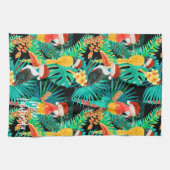 Mele Kalikimakaの熱帯ジャングルの鳥 キッチンタオル (横)