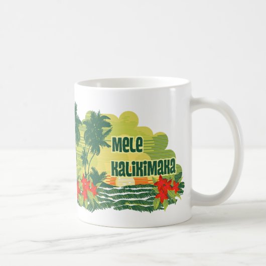 Mele Kalikimakaの熱帯島のハワイアンのクリスマス コーヒーマグカップ (右)