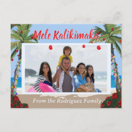 Mele Kalikimaka ハワイアンビーチの思い出の写真入りギフト シーズンポストカード