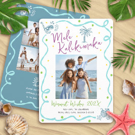 Mele Kalikimaka 5 Photo Teal Hand Drawn Christmas シーズンカード