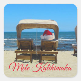Mele Kalikimaka beach スクエアシール