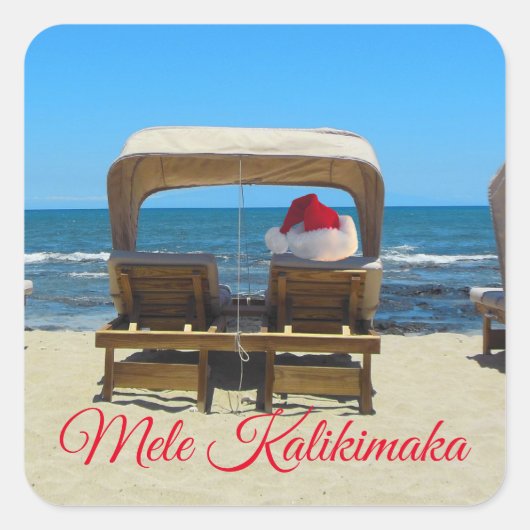Mele Kalikimaka beach スクエアシール (正面)