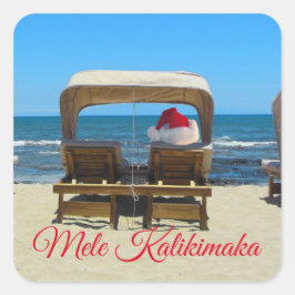 Mele Kalikimaka beach スクエアシール