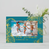 Mele Kalikimaka Blue Photo Christmas 箔シーズンカード (立ち正面)