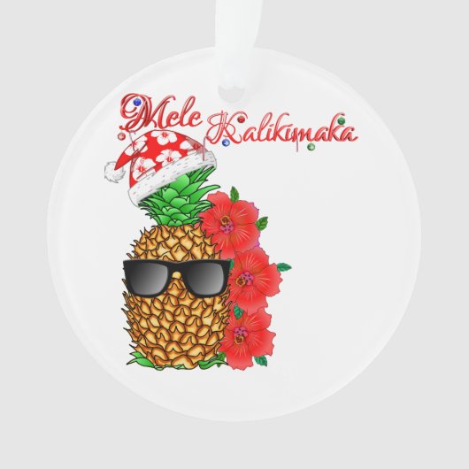 Mele Kalikimaka Christmas Pineapple オーナメント (正面)