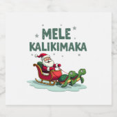 Mele Kalikimaka Christmas Shirt � Santa Sleigh Sea スパークリングワインラベル (シングルラベル)