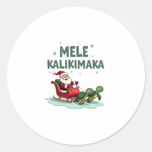Mele Kalikimaka Christmas Shirt � Santa Sleigh Sea ラウンドシール (正面)