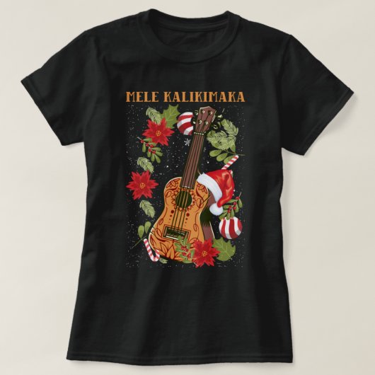 MELE KALIKIMAKA Christmas Ukulele Hawaii Gift   Tシャツ (デザイン正面)