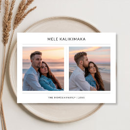 Mele Kalikimaka Coastal Sunset Couple Photo シーズンカード