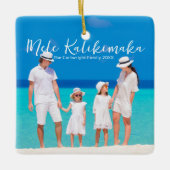 Mele Kalikimaka Family Beach Trip Photo Christmas セラミックオーナメント (正面)