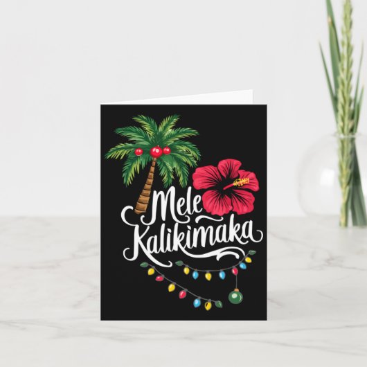 Mele Kalikimaka Hawaii Santa Hawaiian Merry Christ カード (正面)