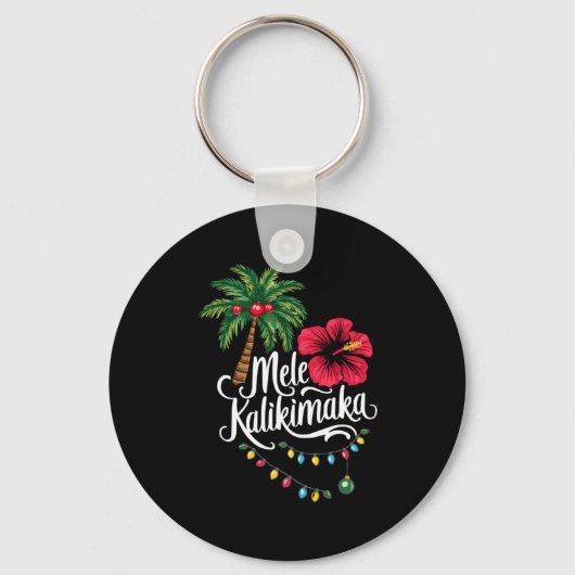 Mele Kalikimaka Hawaii Santa Hawaiian Merry Christ キーホルダー (正面)