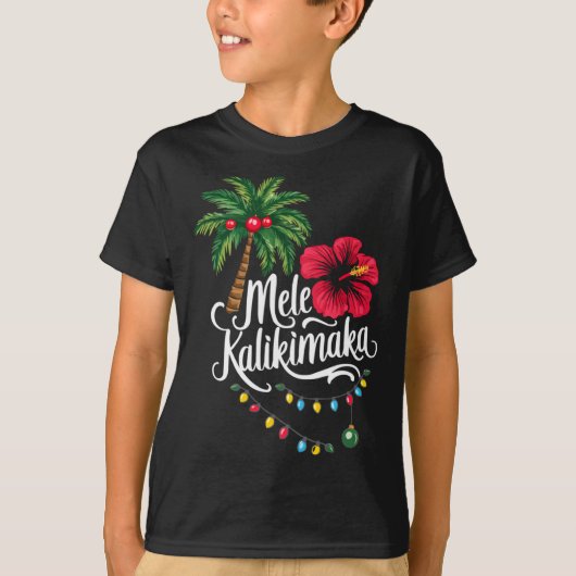 Mele Kalikimaka Hawaii Santa Hawaiian Merry Christ Tシャツ (正面)
