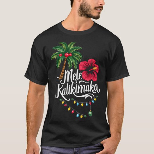 Mele Kalikimaka Hawaii Santa Hawaiian Merry Christ Tシャツ (正面)