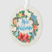 Mele Kalikimaka Hawaiian Beach Christmas Wreath オーナメント (正面)