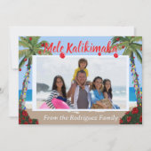 Mele Kalikimaka Hawaiian Beach Personalized Photo シーズンカード (正面)