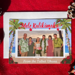 Mele Kalikimaka Hawaiian Beach Personalized Photo シーズンカード