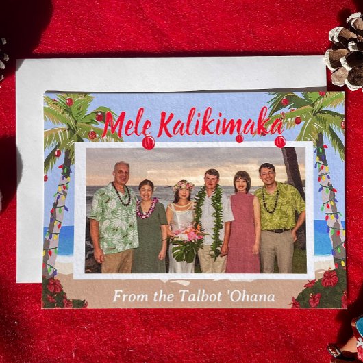 Mele Kalikimaka Hawaiian Beach Personalized Photo シーズンカード
