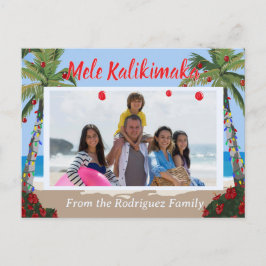 Mele Kalikimaka Hawaiian Beach Personalized Photo  シーズンポストカード
