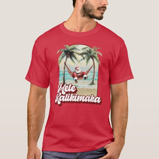 Mele Kalikimaka Hawaiian Christmas Beach Tシャツ (正面)
