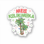 Mele Kalikimaka Hawaiian Christmas Palm Tree Light シール (正面)