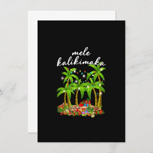 Mele Kalikimaka Hawaiian Christmas Palm Tree Light 招待状 (正面/裏面)